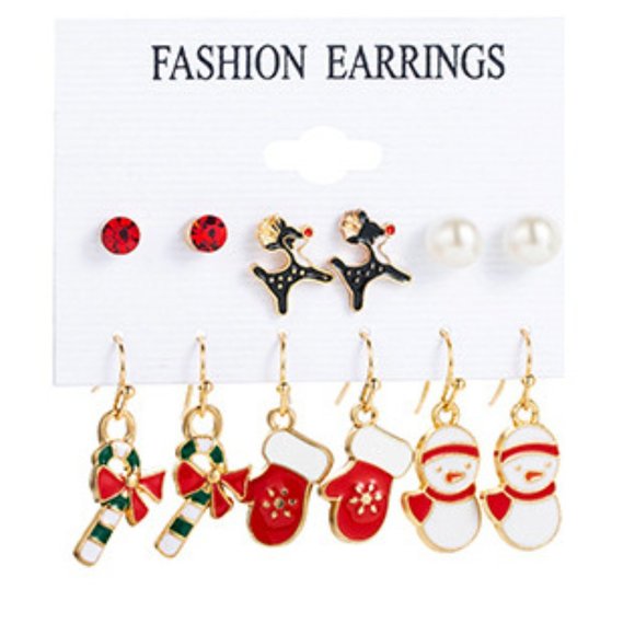 3/$35 Christmas Drop Dangle Earrings Ear Studs Set Pack Pearl Xmas Gift Jewelry - Picture 1 of 5